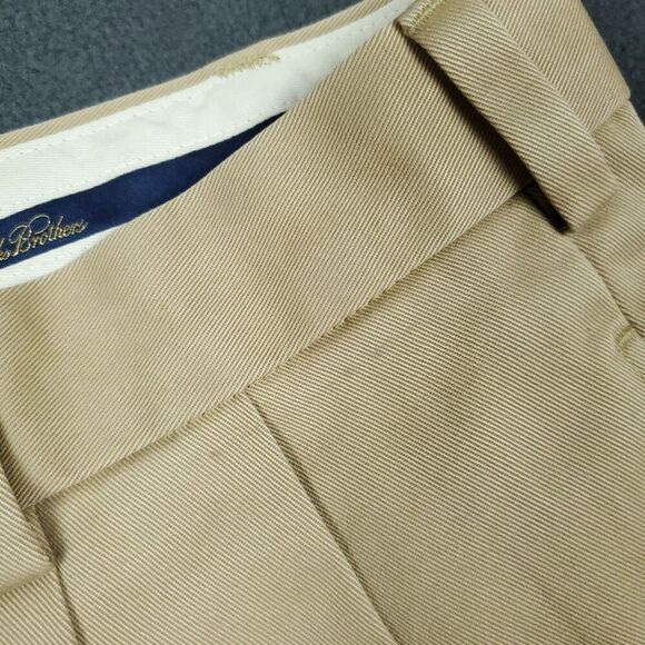Brooks Brothers Pants Men's 36x32 Advantage Chino Elliot Beige Pleated Cuffed - Picture 12 of 14